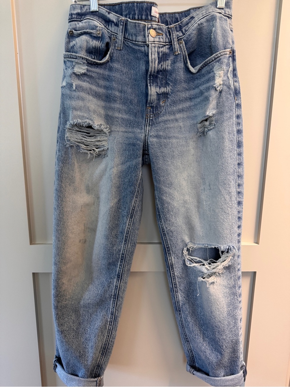 Lucky Brand Boy Mid Rise Relaxed Straight Distressed Jeans 8/29R - Picture 3 of 10